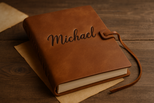 Diario de cuero personalizado grabado a mano | Regalo único y exclusivo
