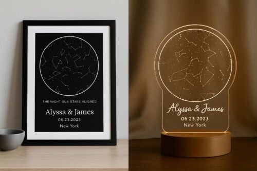Mapas Estelares personalizados – Lámina con marco o lámpara LED